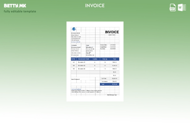 Шаблон за фактура на независен изведувач во модерен стил